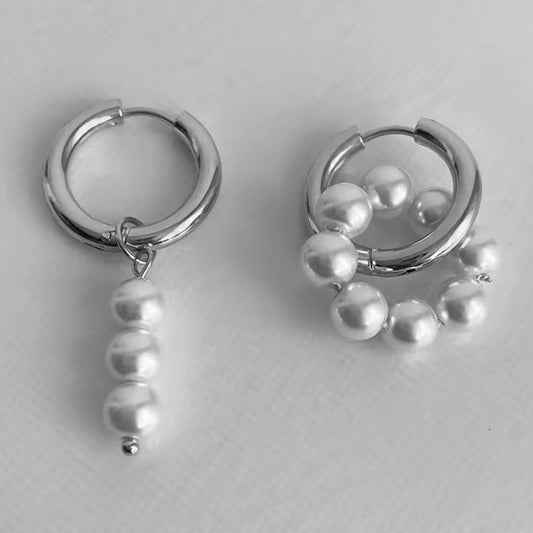 Asymmetry Perl Hoop Pierce アシンメトリーパールフープピアス