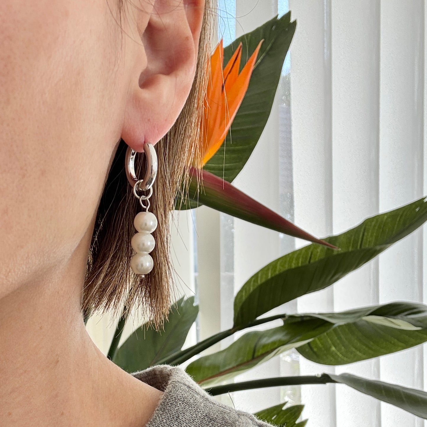 Asymmetry Perl Hoop Pierce アシンメトリーパールフープピアス