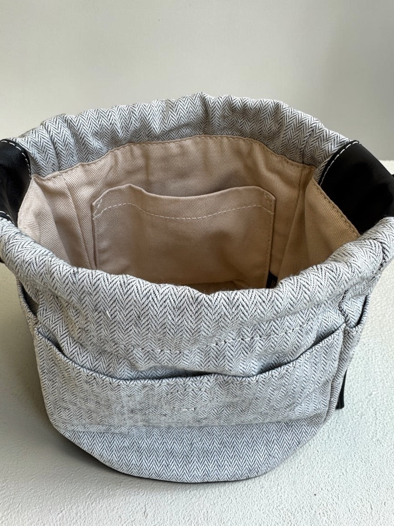 manipuri スカーフ付き巾着バッグ / デイジーバンダナ ブルー