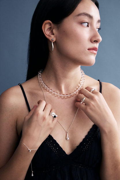 sumuk ink drop necklace　【long_white pearl】