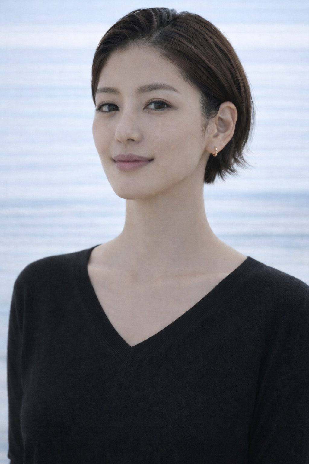 ウォッシャブルシルク 七分袖カットソー（Vネック）