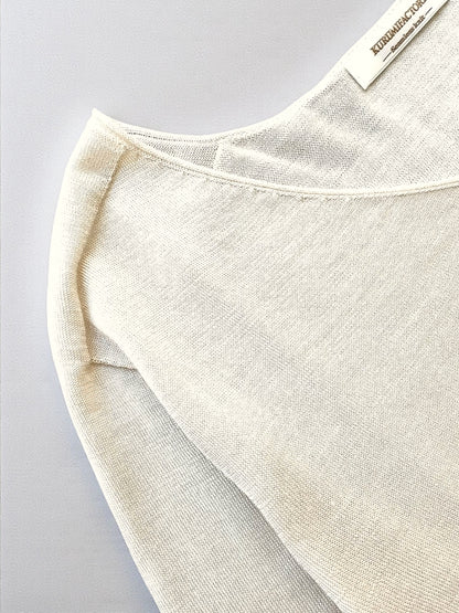 ウォッシャブルシルク 七分袖カットソー（Vネック）