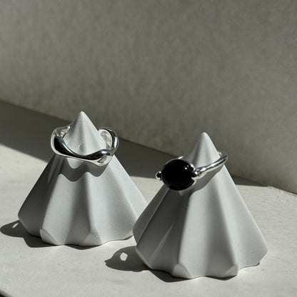 Black & Wave Silver Ring【set】ブラック＆ウェーブシルバーリング【セット】