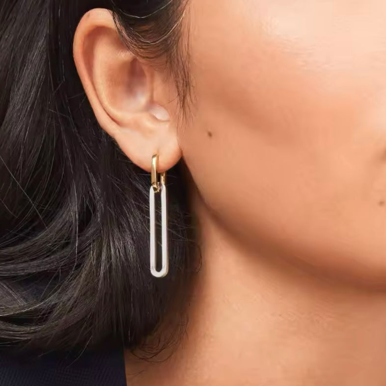 Square Long Bicolor Pierce｜スクエアロング バイカラーピアス　ステンレス　縦長