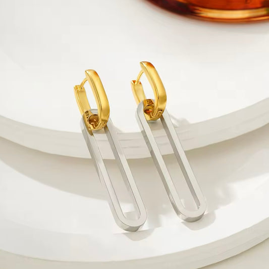 Square Long Bicolor Pierce｜スクエアロング バイカラーピアス　ステンレス　縦長