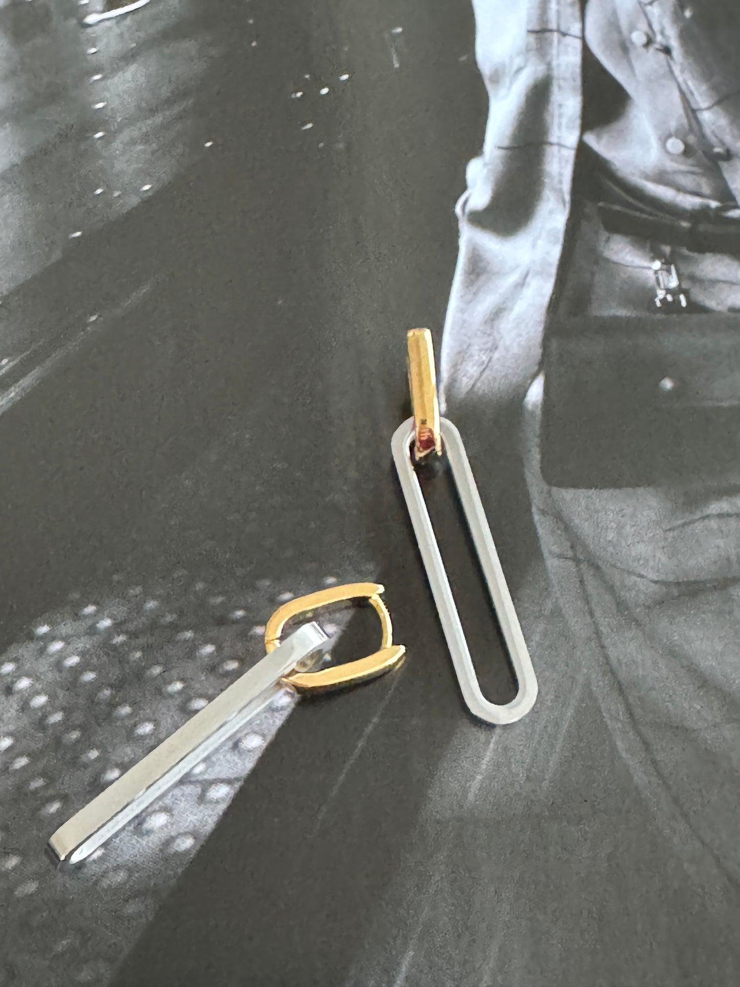 Square Long Bicolor Pierce｜スクエアロング バイカラーピアス　ステンレス　縦長