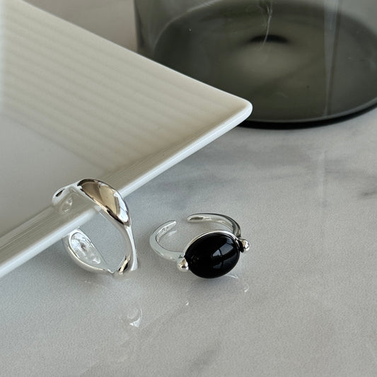 Black & Wave Silver Ring【set】ブラック＆ウェーブシルバーリング【セット】