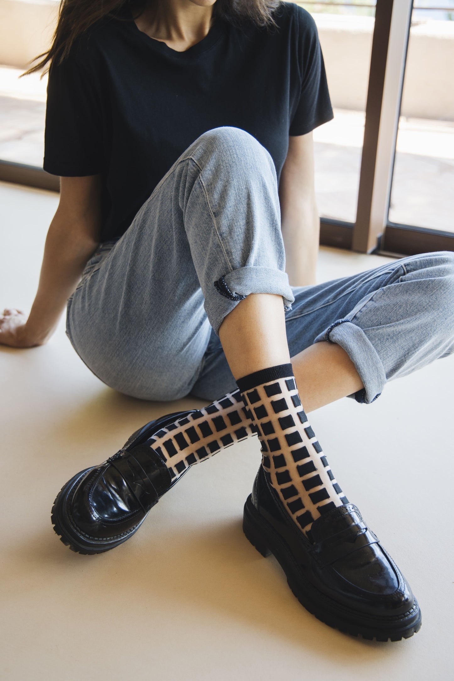 GINZA ブラック　Atelier St Eustach アトリエサンウスタッシュ ソックス